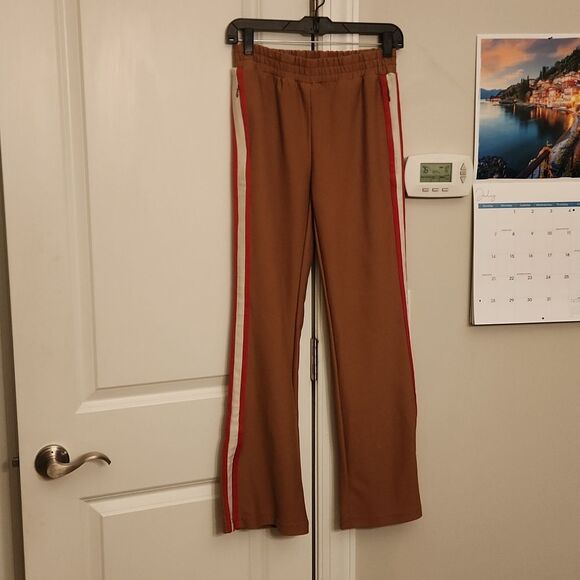 Maeve by Anthropologie Tan Pants w/ Red & White Stripes Ankle Zippers Size XS - Picture 1 of 8